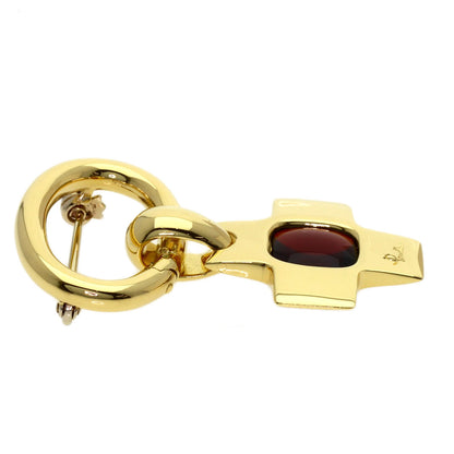 Pomellato Cross Garnet Brooch K18 Yellow Gold Ladies [Used]