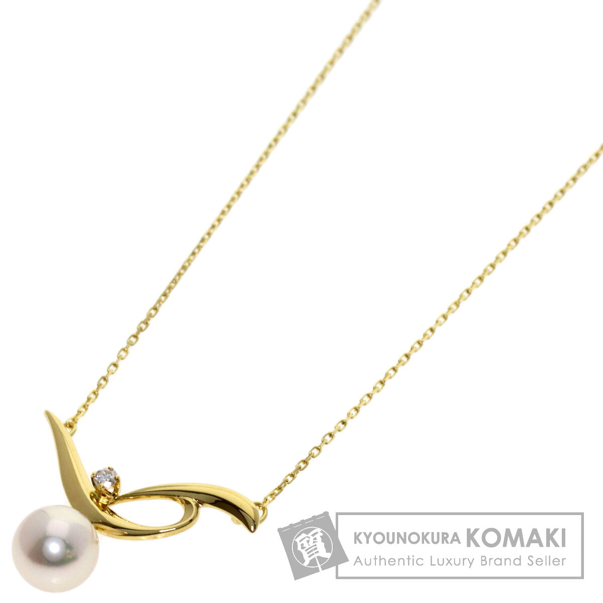 MIKIMOTO Pearl Pearl Diamond Necklace K18 Yellow Gold Ladies [Used]