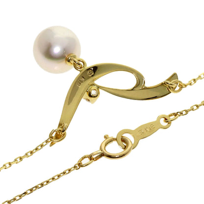 MIKIMOTO Pearl Pearl Diamond Necklace K18 Yellow Gold Ladies [Used]