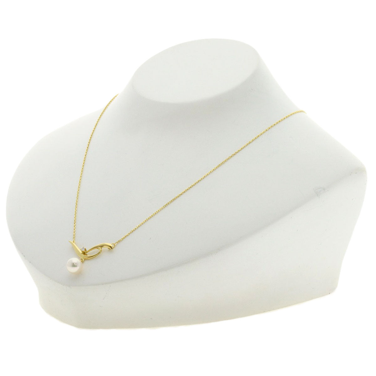 MIKIMOTO Pearl Pearl Diamond Necklace K18 Yellow Gold Ladies [Used]