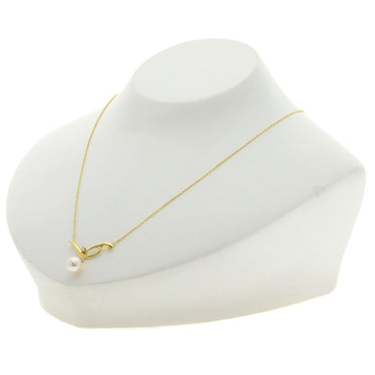 MIKIMOTO Pearl Pearl Diamond Necklace K18 Yellow Gold Ladies [Used]