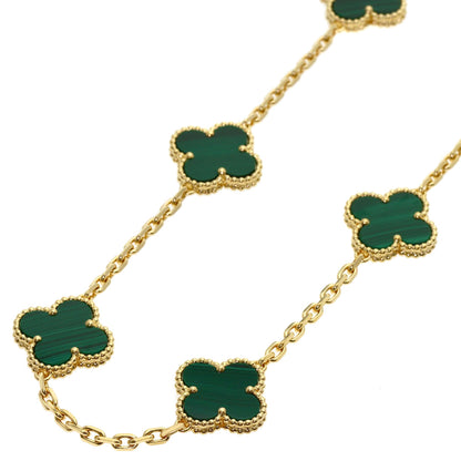 Van Cleef & Arpels Vintage Alhambra Malachite 20 Motifs Necklace K18 Yellow Gold Ladies [Used]