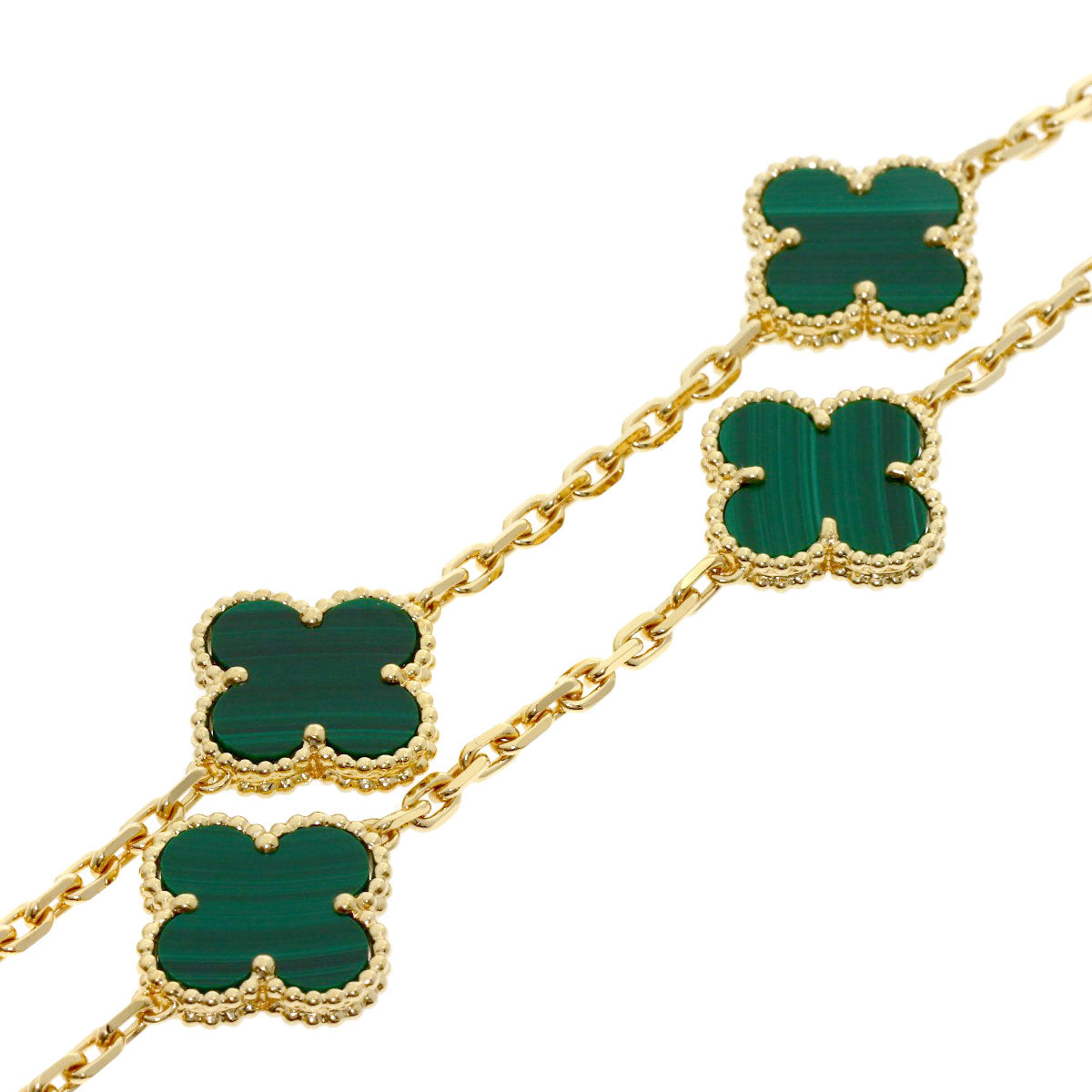 Van Cleef & Arpels Vintage Alhambra Malachite 20 Motifs Necklace K18 Yellow Gold Ladies [Used]