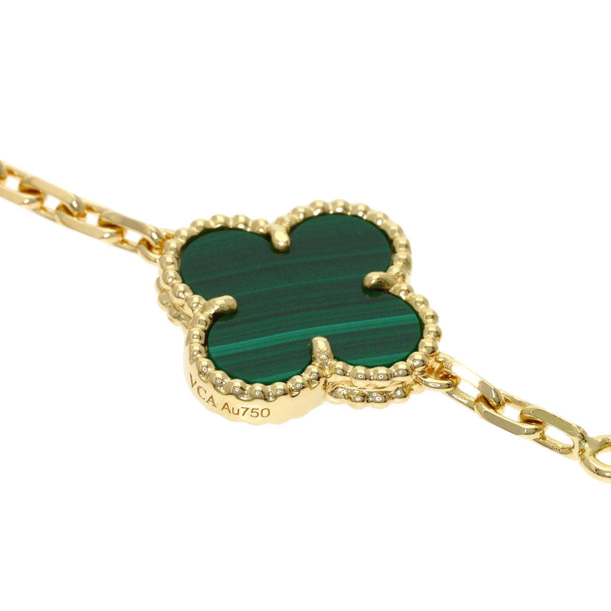 Van Cleef & Arpels Vintage Alhambra Malachite 20 Motifs Necklace K18 Yellow Gold Ladies [Used]
