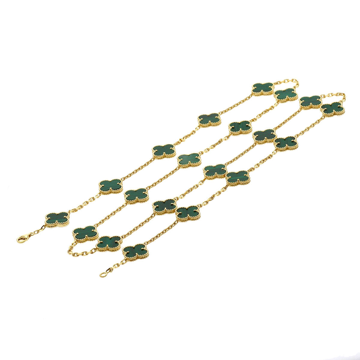 Van Cleef & Arpels Vintage Alhambra Malachite 20 Motifs Necklace K18 Yellow Gold Ladies [Used]