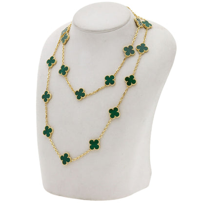 Van Cleef & Arpels Vintage Alhambra Malachite 20 Motifs Necklace K18 Yellow Gold Ladies [Used]