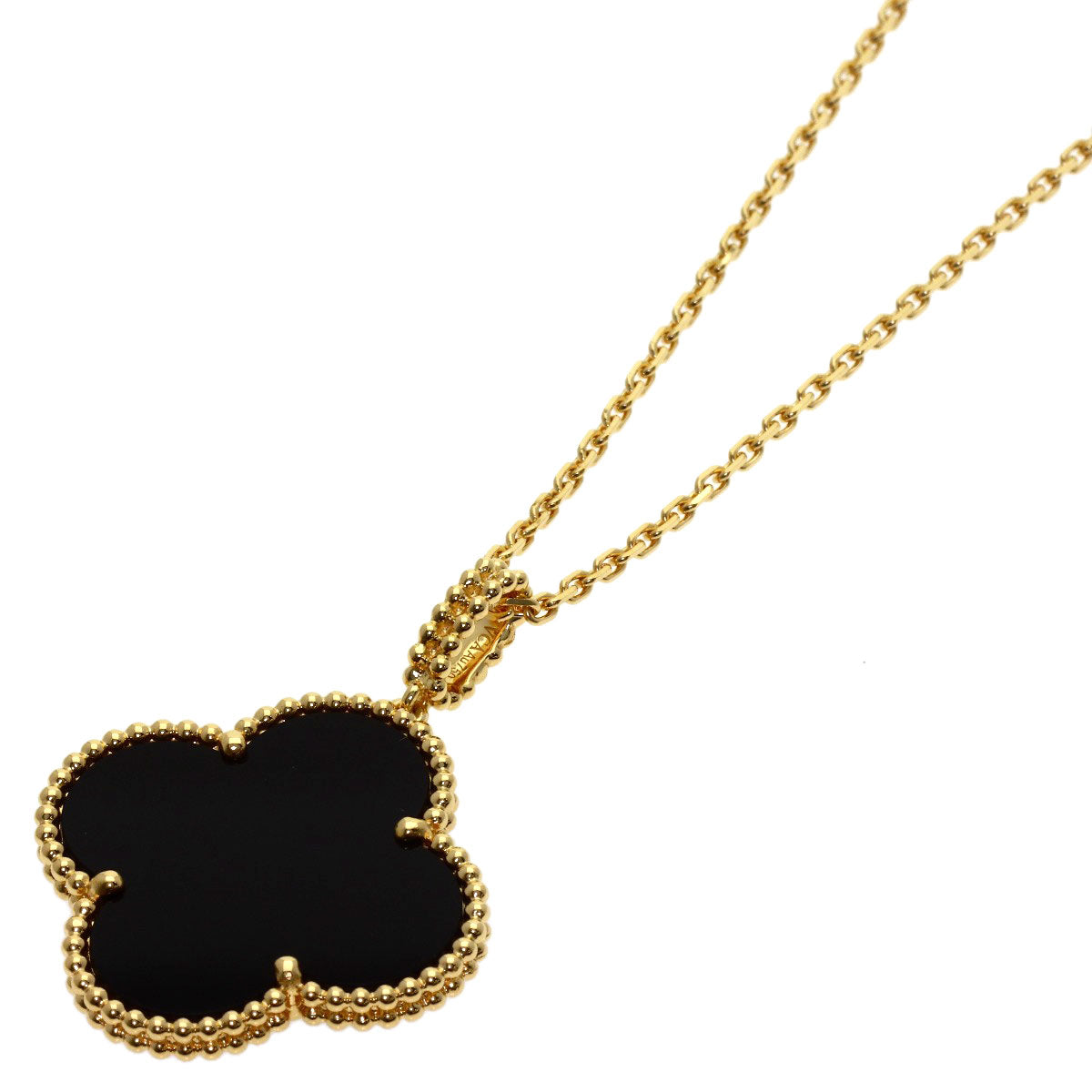 Van Cleef & Arpels Magic Alhambra Onyx Long Necklace K18 Yellow Gold Ladies [Used]