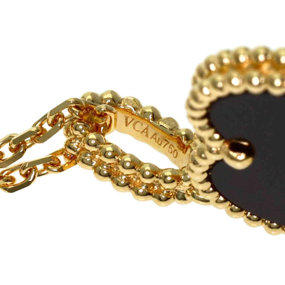 Van Cleef & Arpels Magic Alhambra Onyx Long Necklace K18 Yellow Gold Ladies [Used]