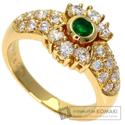 Boucheron Vintage Emerald Diamond Ring K18 Yellow Gold Ladies [Used]
