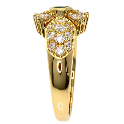 Boucheron Vintage Emerald Diamond Ring K18 Yellow Gold Ladies [Used]