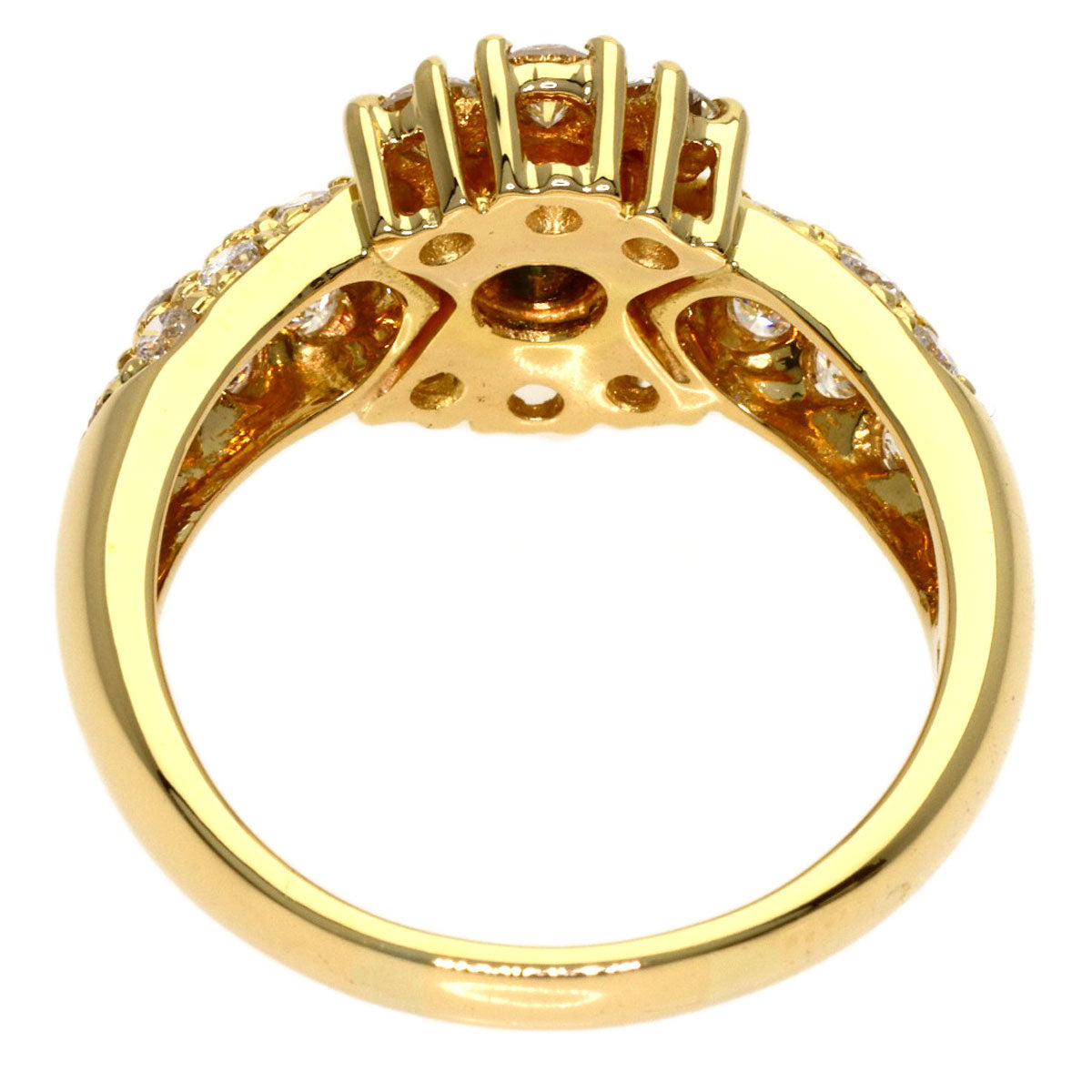 Boucheron Vintage Emerald Diamond Ring K18 Yellow Gold Ladies [Used]