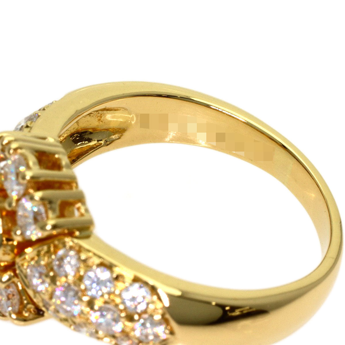 Boucheron Vintage Emerald Diamond Ring K18 Yellow Gold Ladies [Used]