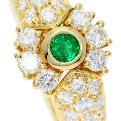 Boucheron Vintage Emerald Diamond Ring K18 Yellow Gold Ladies [Used]