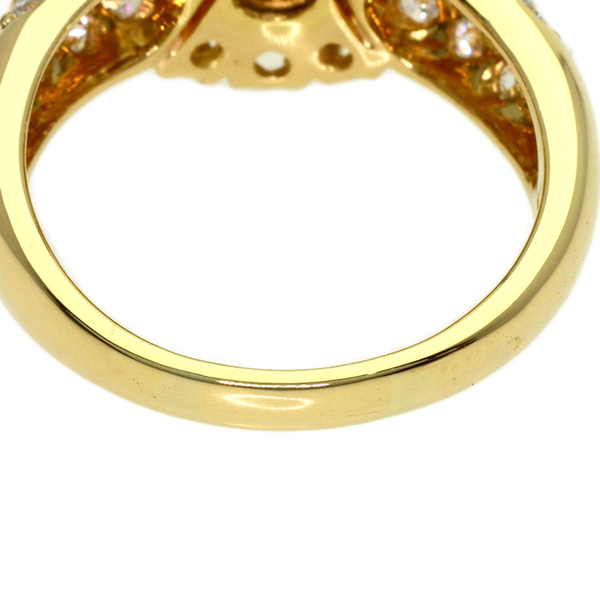 Boucheron Vintage Emerald Diamond Ring K18 Yellow Gold Ladies [Used]