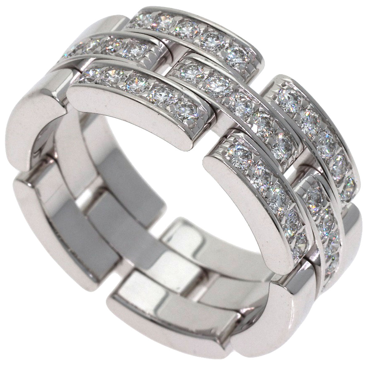 CARTIER Maillon Panthere Half Diamond #54 Ring K18 White Gold Ladies [Used]