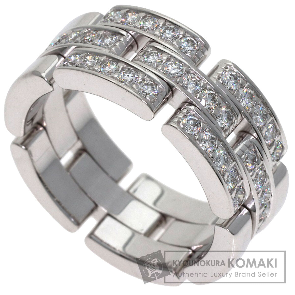 CARTIER Maillon Panthere Half Diamond #54 Ring K18 White Gold Ladies [Used]