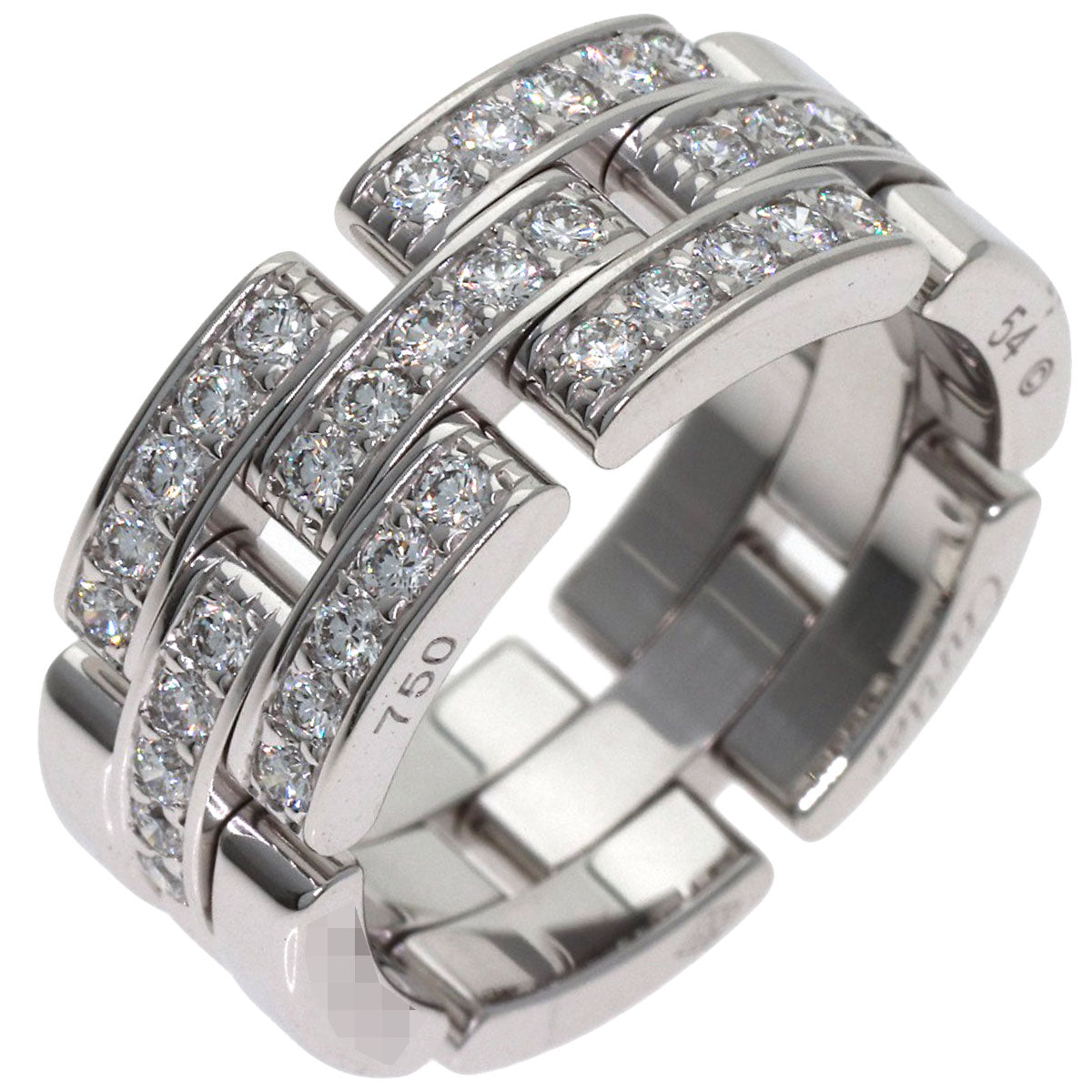 CARTIER Maillon Panthere Half Diamond #54 Ring K18 White Gold Ladies [Used]