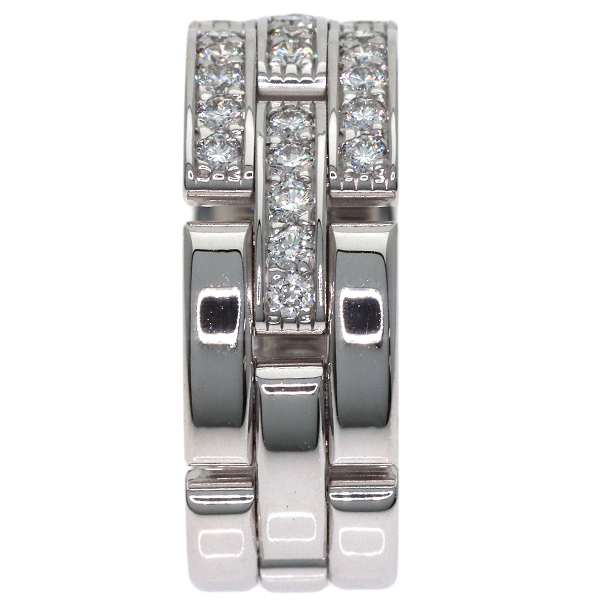 CARTIER Maillon Panthere Half Diamond #54 Ring K18 White Gold Ladies [Used]