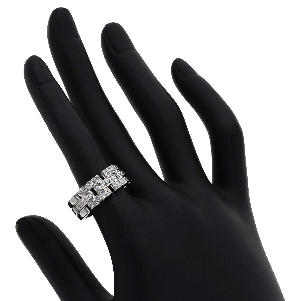 CARTIER Maillon Panthere Half Diamond #54 Ring K18 White Gold Ladies [Used]