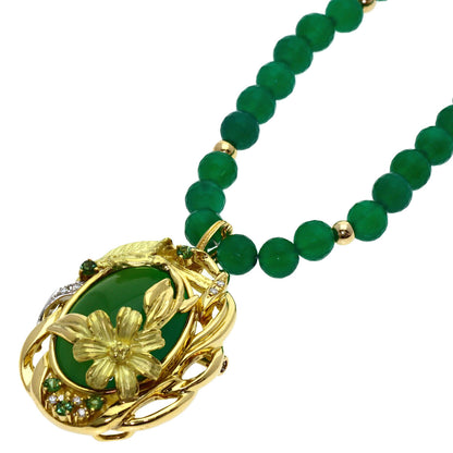 MARI YAMAMOTO Green agate Necklace Platinum PT900 18K Yellow GoldLadies [Used]