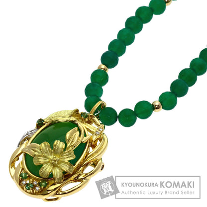 MARI YAMAMOTO Green agate Necklace Platinum PT900 18K Yellow GoldLadies [Used]