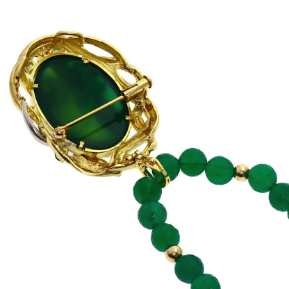 MARI YAMAMOTO Green agate Necklace Platinum PT900 18K Yellow GoldLadies [Used]