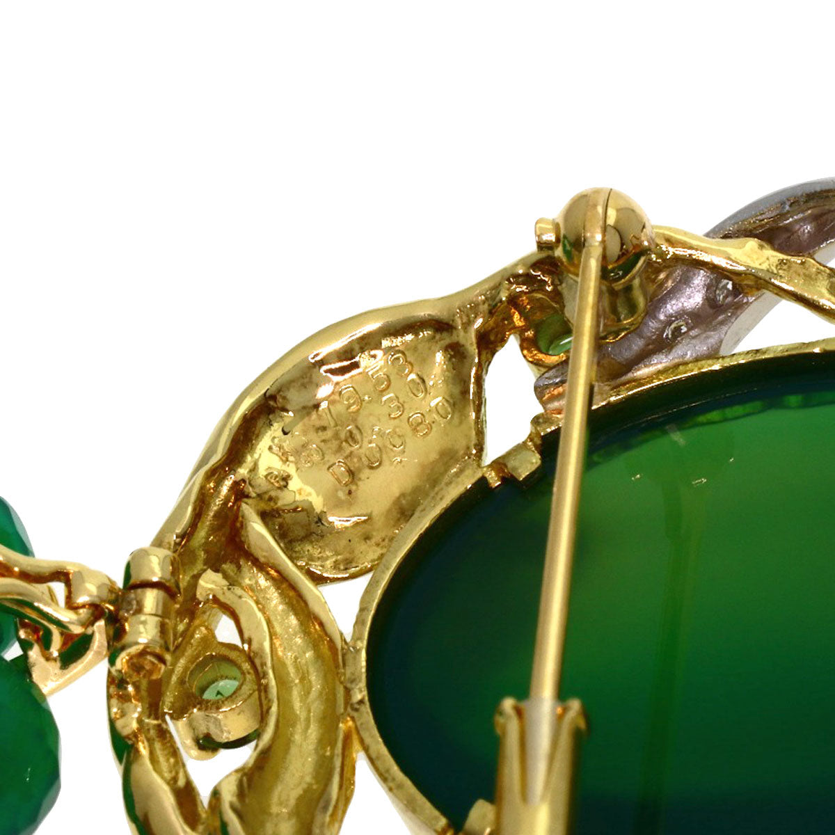 MARI YAMAMOTO Green agate Necklace Platinum PT900 18K Yellow GoldLadies [Used]