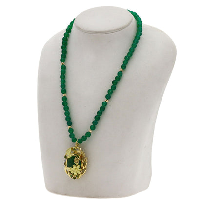MARI YAMAMOTO Green agate Necklace Platinum PT900 18K Yellow GoldLadies [Used]