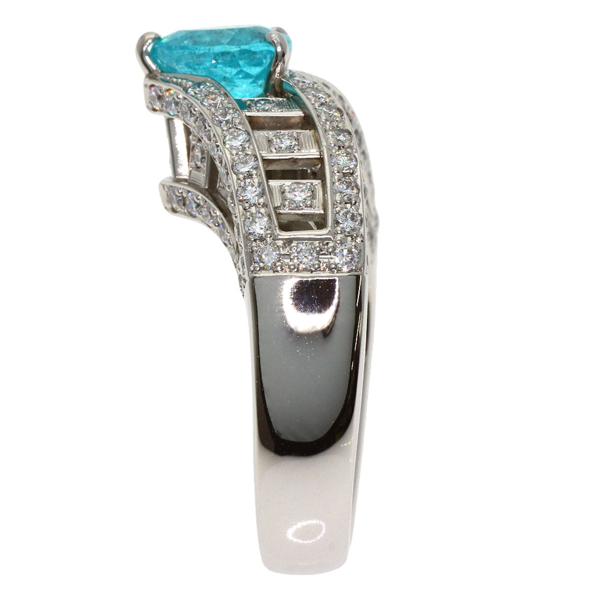 1.34ct Paraiba tourmaline Diamond Ring Platinum PT900 14.8g　Ladies