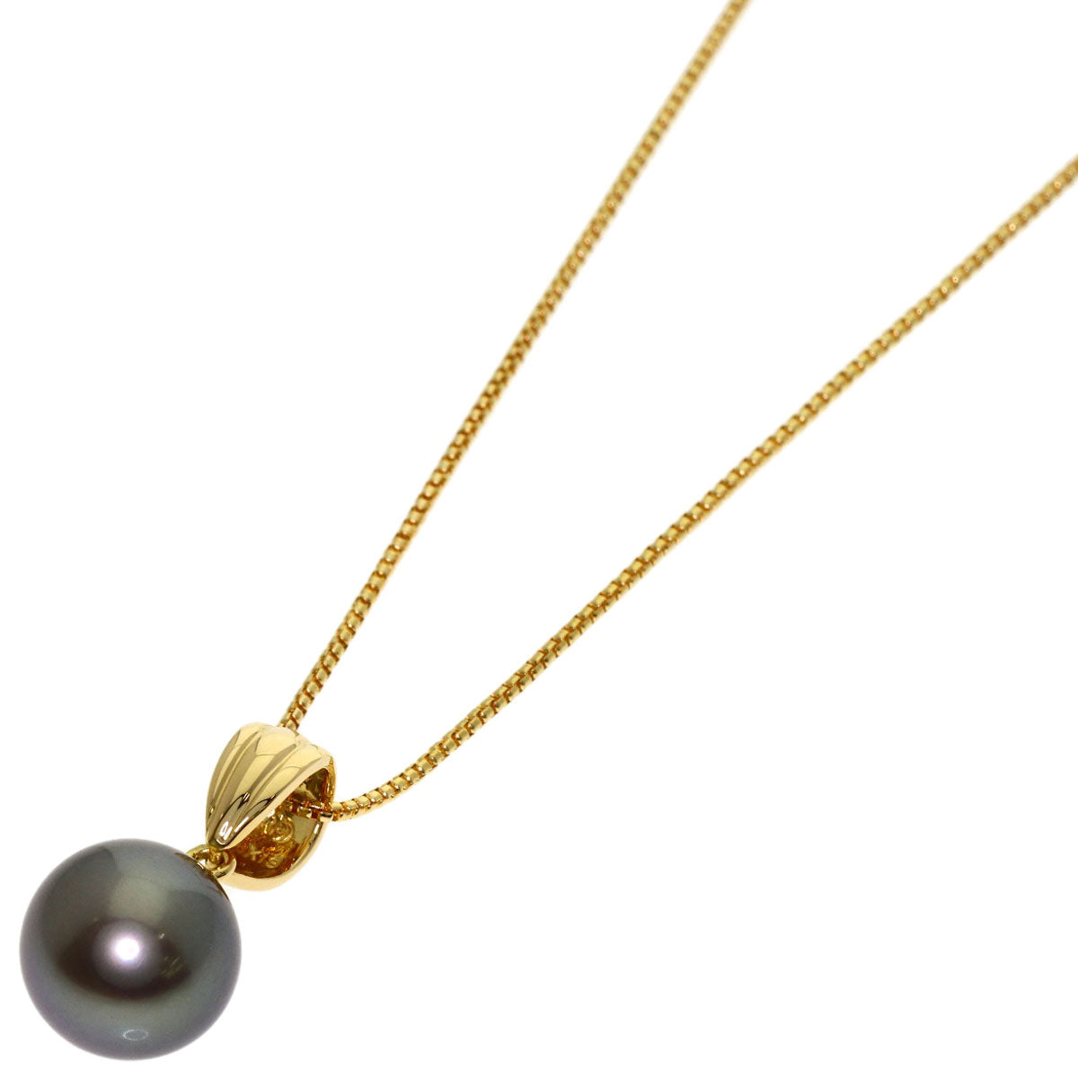TASAKI Black pearl pearl Necklace K18 Yellow Gold Ladies [Used]