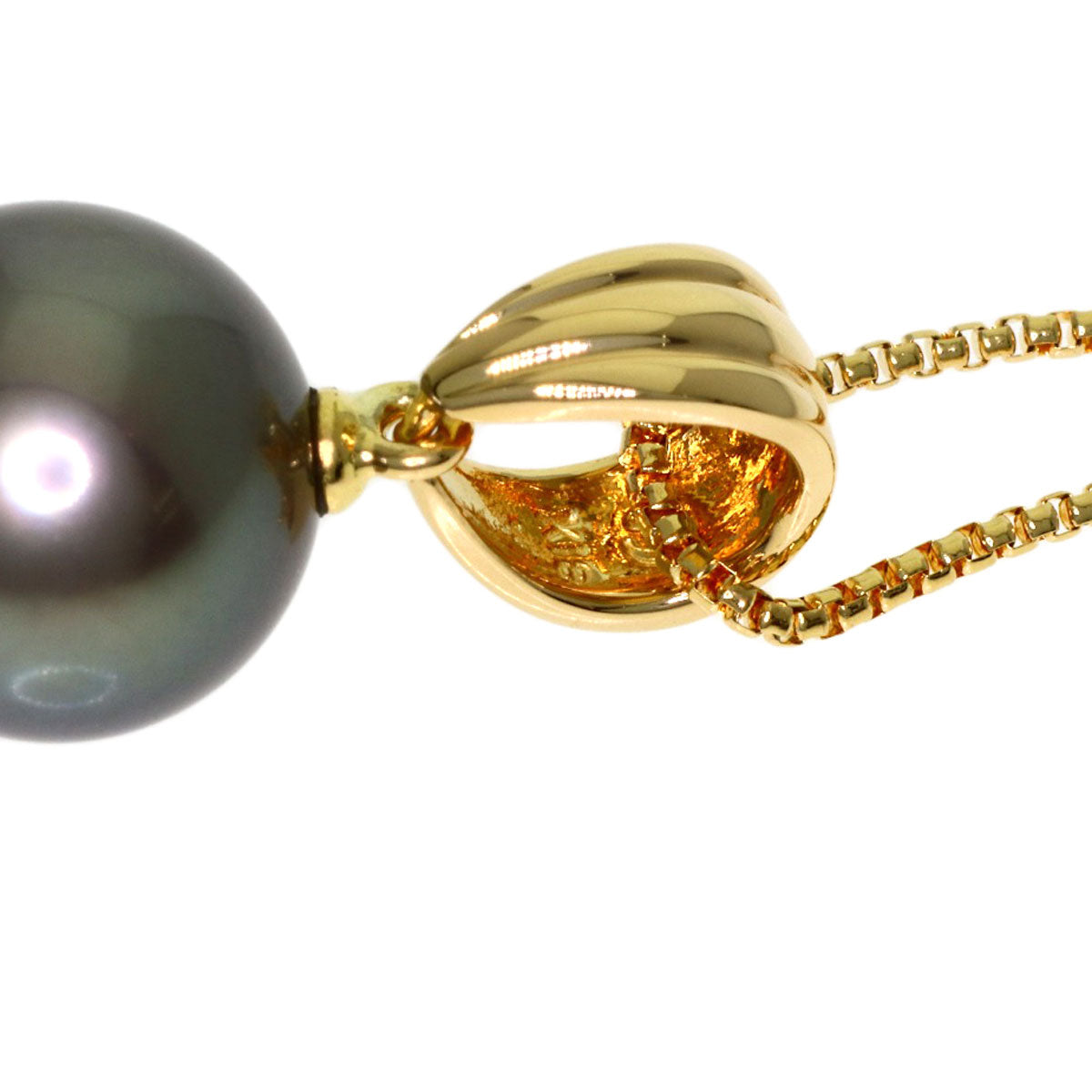 TASAKI Black pearl pearl Necklace K18 Yellow Gold Ladies [Used]