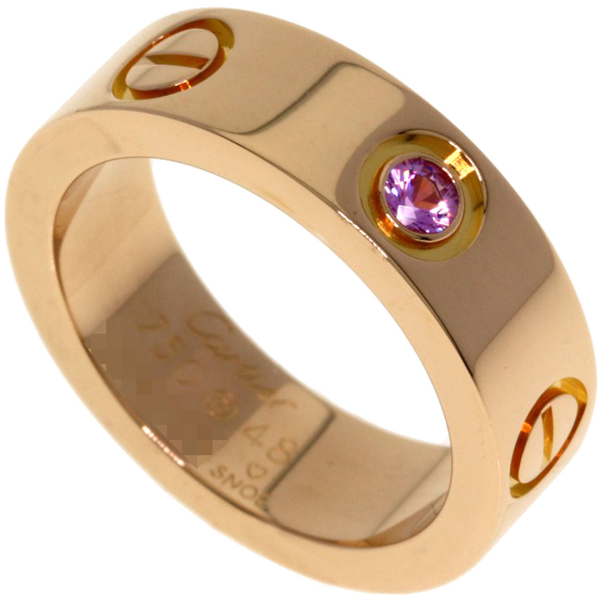 CARTIER love ring 1P pink sapphire # 48 Ring K18 Pink Gold Ladies [Used]