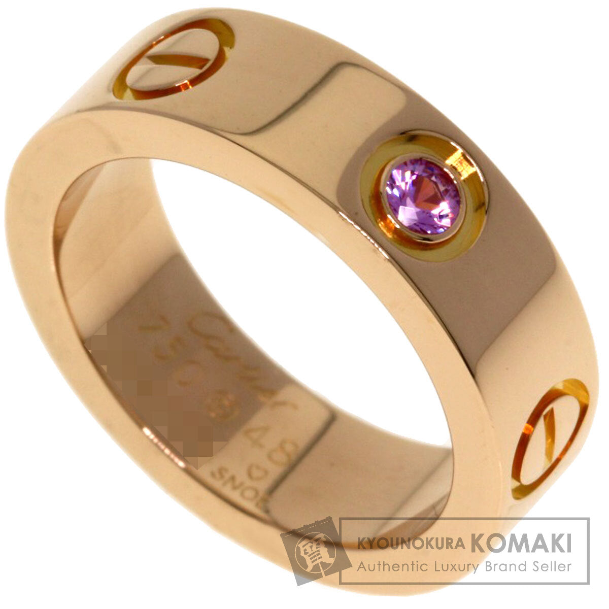 CARTIER love ring 1P pink sapphire # 48 Ring K18 Pink Gold Ladies [Used]