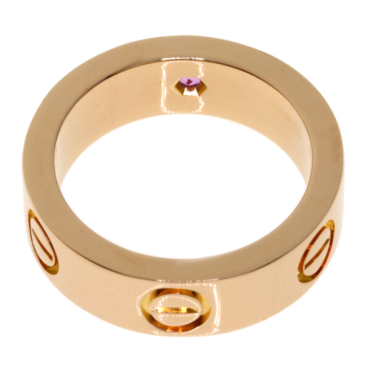 CARTIER love ring 1P pink sapphire # 48 Ring K18 Pink Gold Ladies [Used]