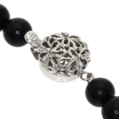 Black Coral Earrings and Bag 3-Piece Set Necklace Silver g　Ladies
