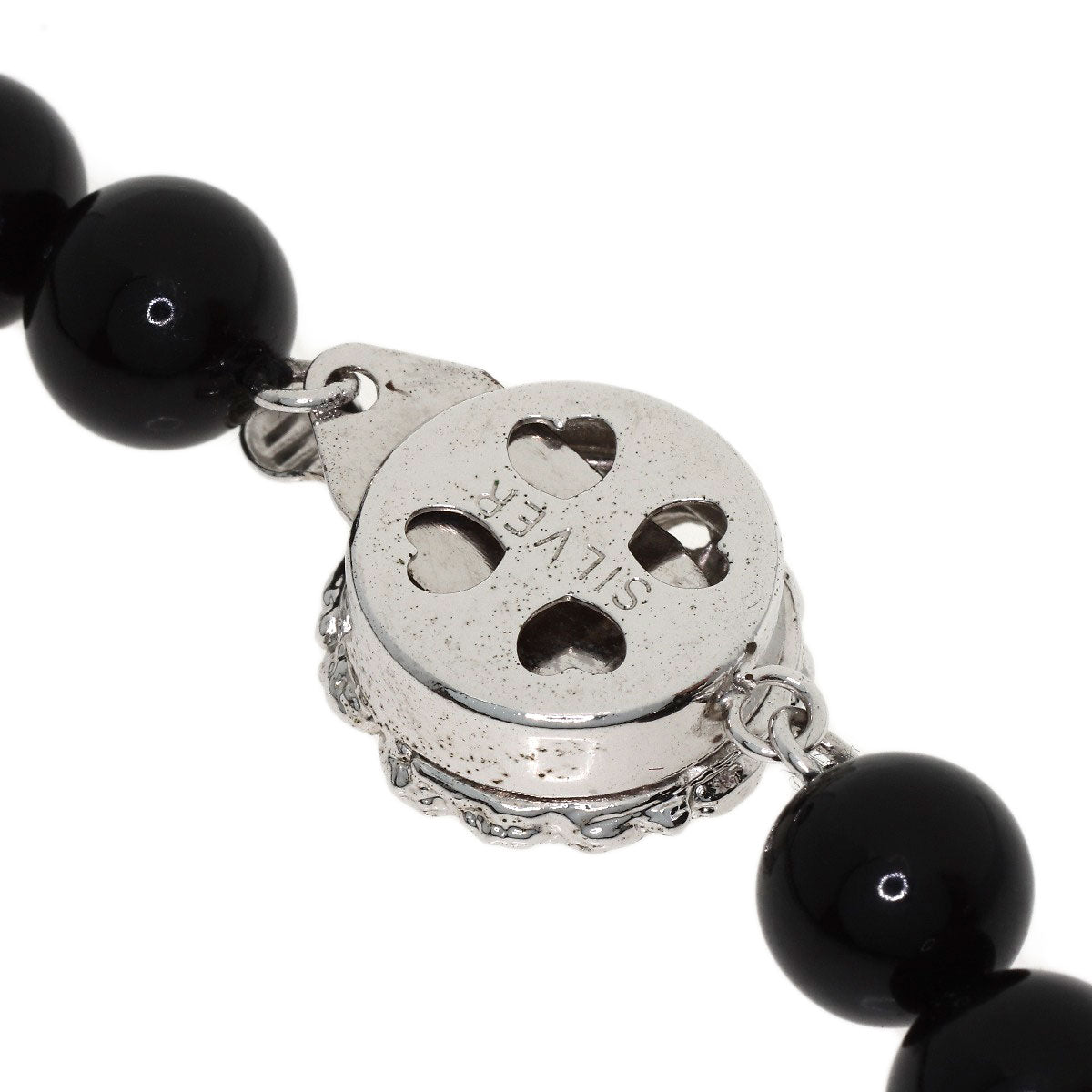 Black Coral Earrings and Bag 3-Piece Set Necklace Silver g　Ladies