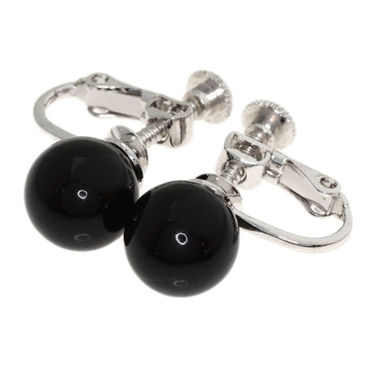 Black Coral Earrings and Bag 3-Piece Set Necklace Silver g　Ladies