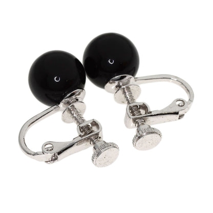 Black Coral Earrings and Bag 3-Piece Set Necklace Silver g　Ladies