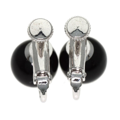 Black Coral Earrings and Bag 3-Piece Set Necklace Silver g　Ladies