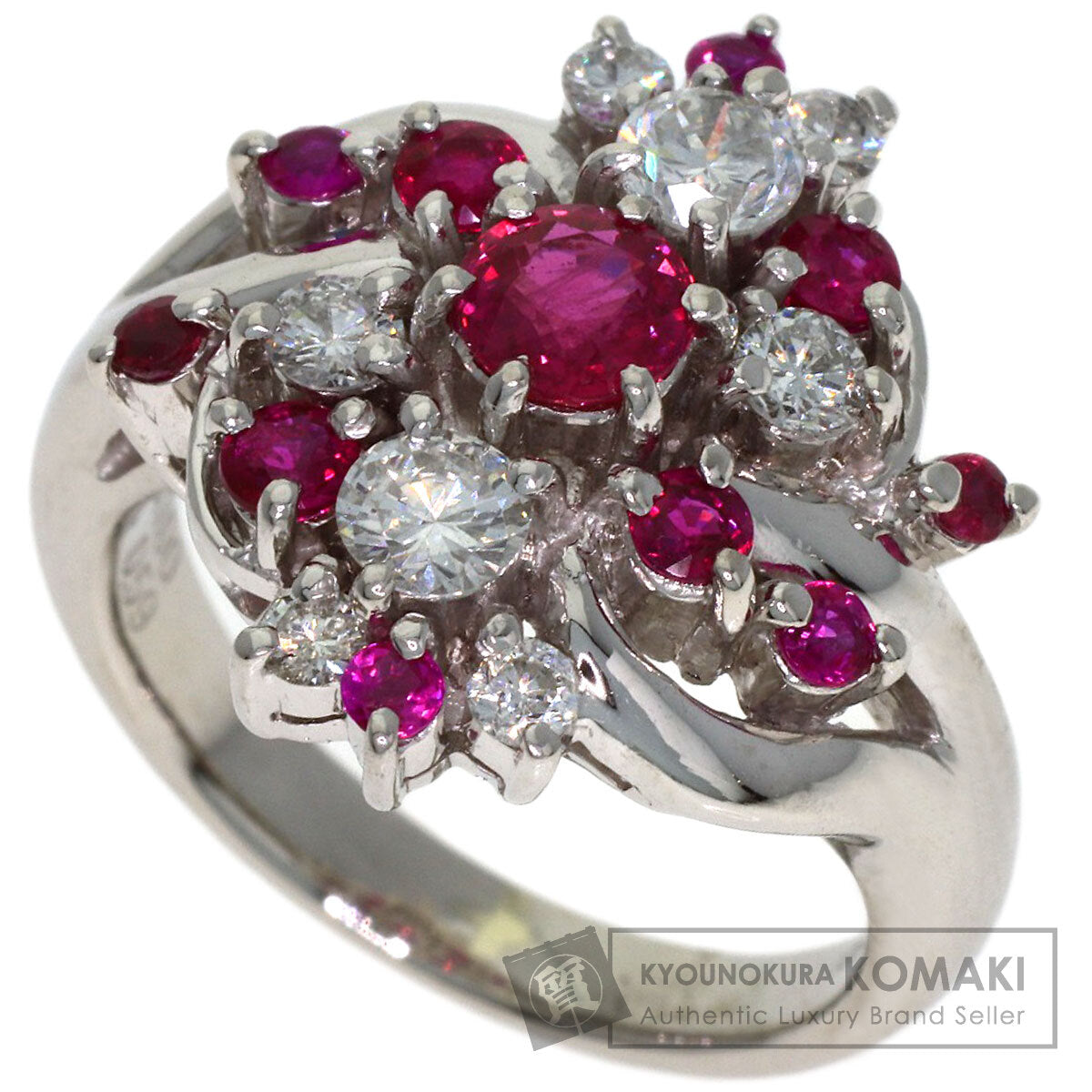 1ct Ruby Diamond Ring Platinum PT900 10.9g　Ladies