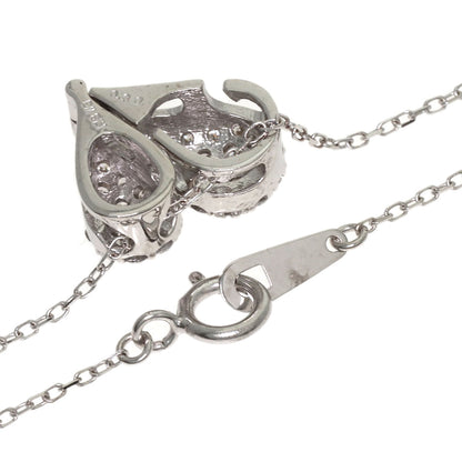 0.3ct Heart motif Diamond Necklace K18 White Gold 2.8g　Ladies