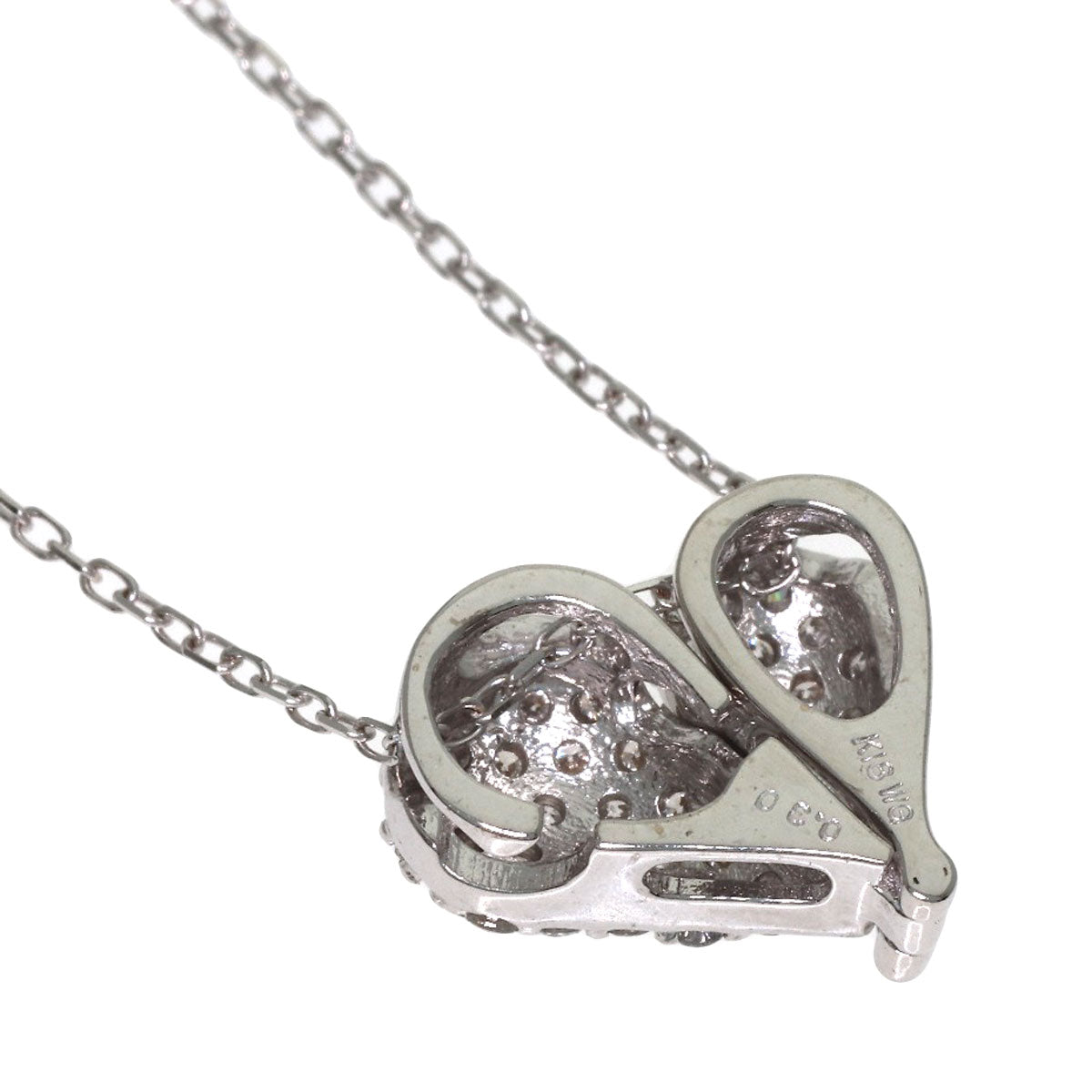 0.3ct Heart motif Diamond Necklace K18 White Gold 2.8g　Ladies