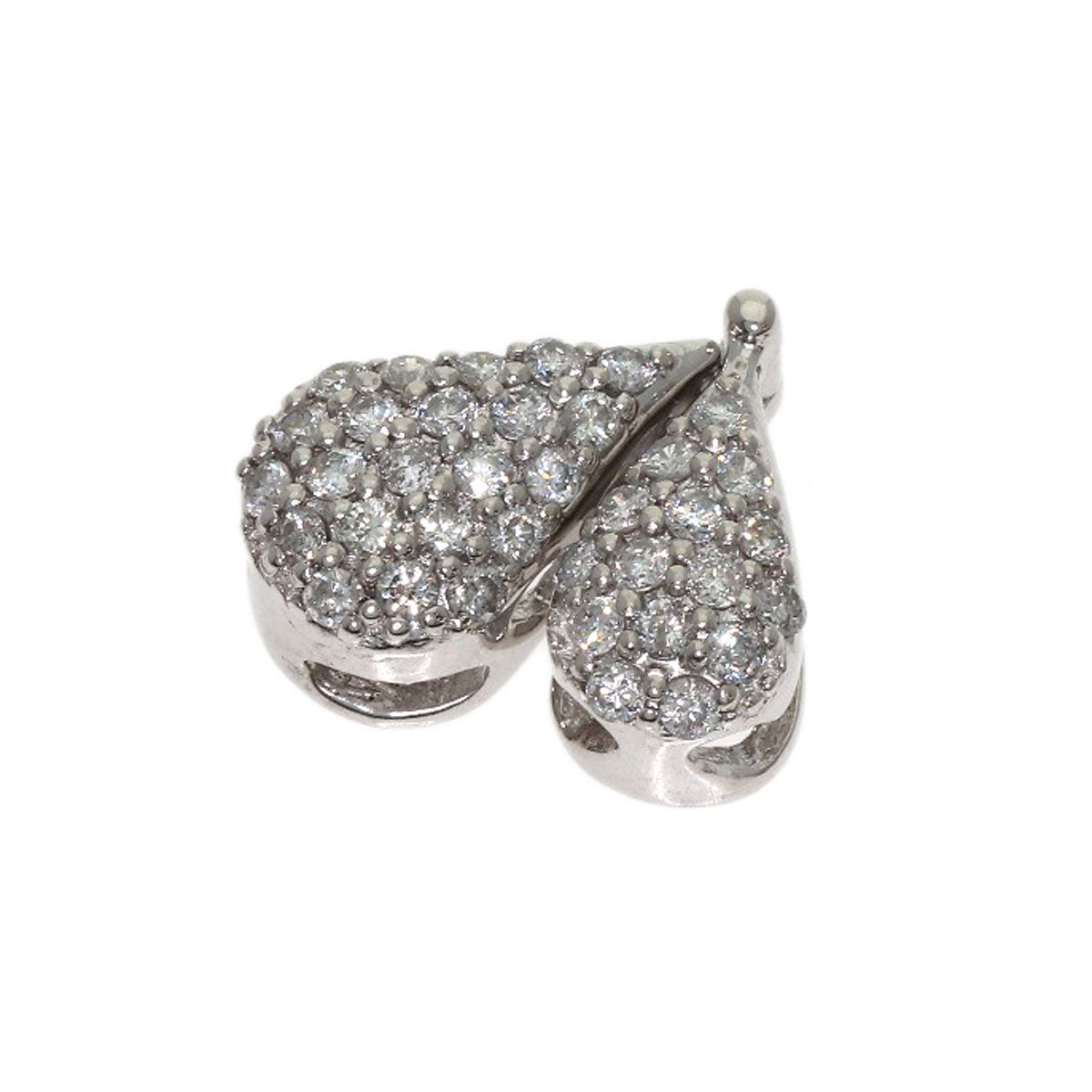 0.3ct Heart motif Diamond Necklace K18 White Gold 2.8g　Ladies