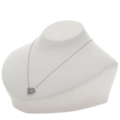 0.3ct Heart motif Diamond Necklace K18 White Gold 2.8g　Ladies