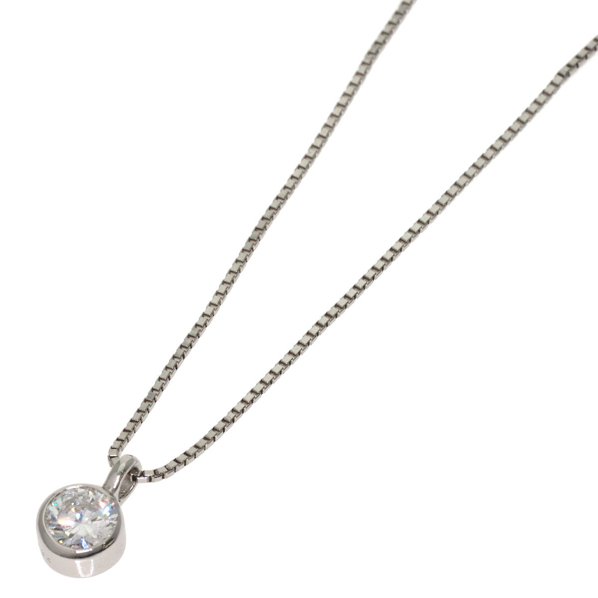 0.334ct 1P Diamond Necklace Platinum PT850 PT900 2.8g　Ladies