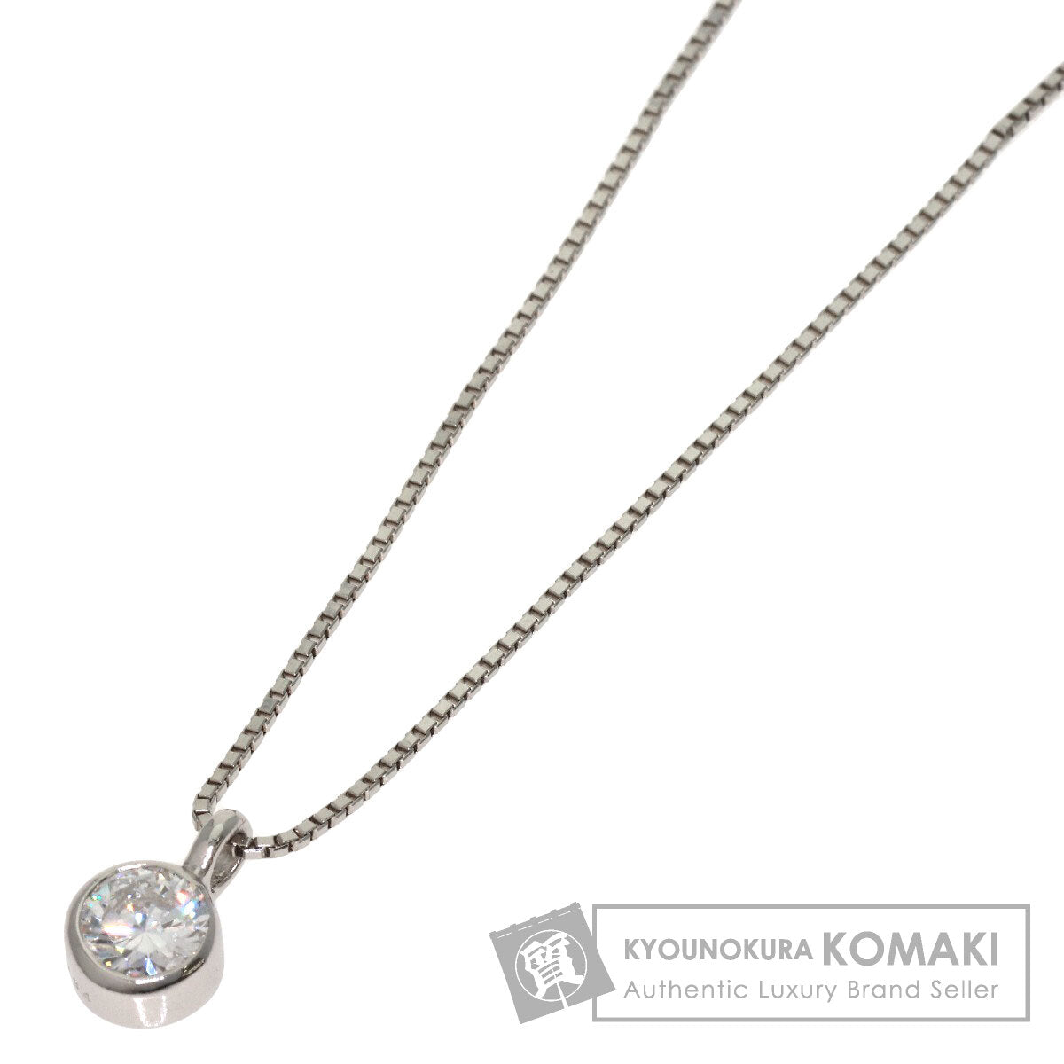 0.334ct 1P Diamond Necklace Platinum PT850 PT900 2.8g　Ladies