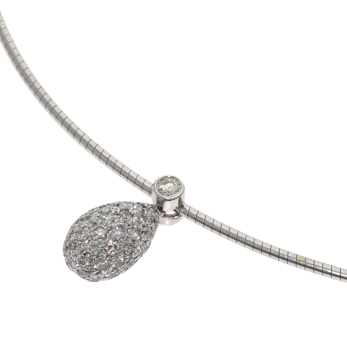 1.57ct Diamond Omega Design Necklace Platinum PT900 K18 White Gold 11.6g　Ladies