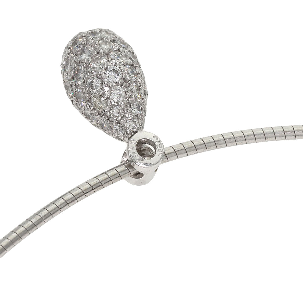 1.57ct Diamond Omega Design Necklace Platinum PT900 K18 White Gold 11.6g　Ladies