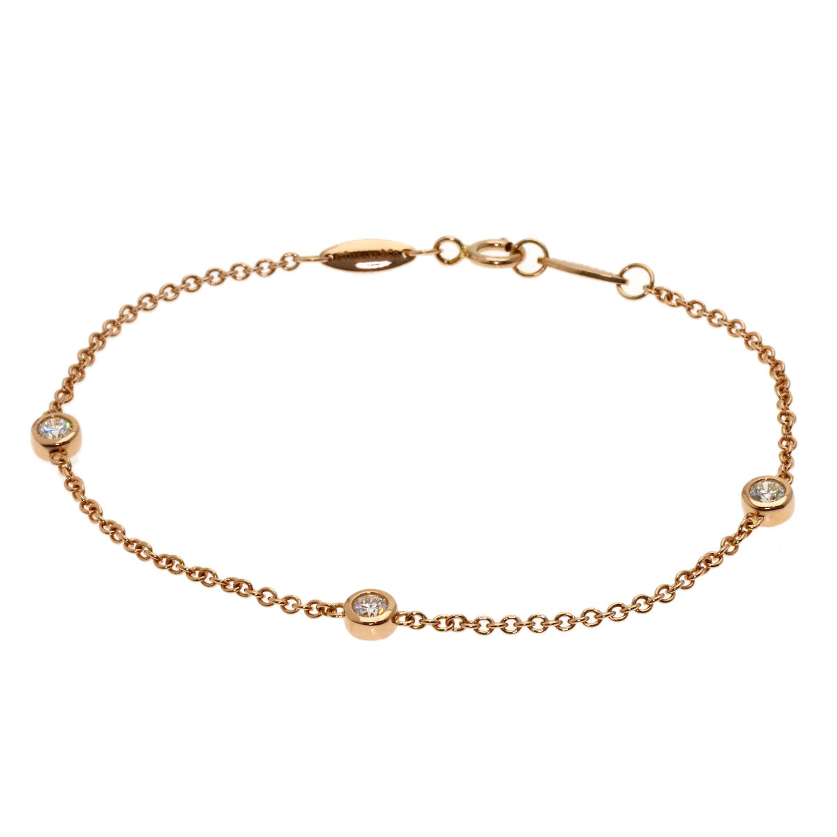 TIFFANY&Co. By The Yard 3P Diamond Bracelet K18 Pink Gold Ladies [Used]