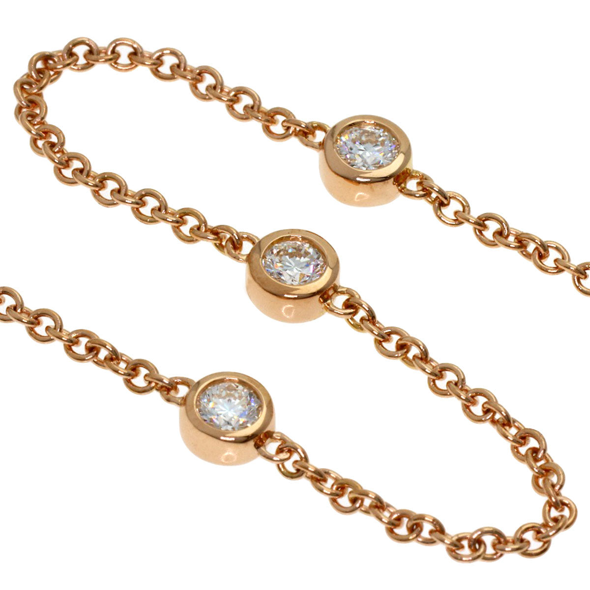 TIFFANY&Co. By The Yard 3P Diamond Bracelet K18 Pink Gold Ladies [Used]